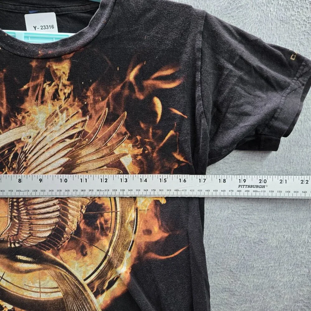 Hunger Games Women Shirt S Black Graphic Print Mocking Jay Short Sleeve‎ READ